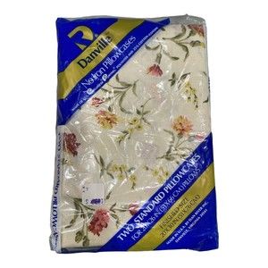 Vintage Danville No Iron Pillowcases Floral Pattern Two Standard 20 X 26 Pillows